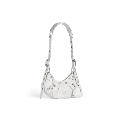 WOMEN'S LE CAGOLE XS SHOULDER BAG WITH RHINESTONES IN WHITE